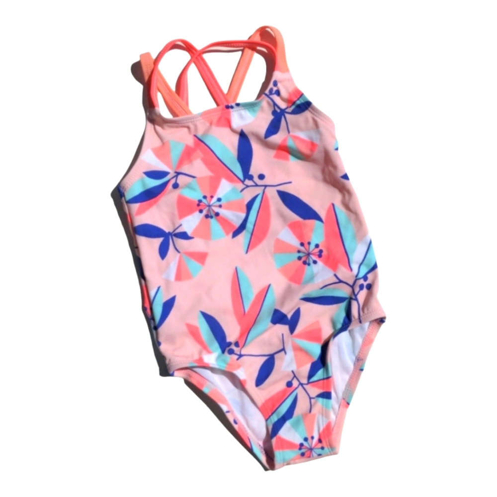 Gymboree Girls 2T Floral Pink/Blue Swimsuit - Picture 1 of 4